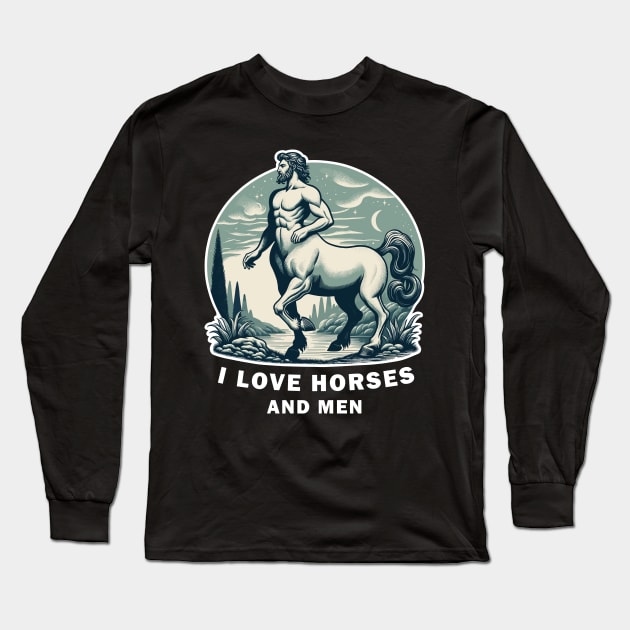 Centaur Ancient greek Mythical beast, funny graphic t-shirt, for women who love horses and men. Long Sleeve T-Shirt by Cat In Orbit ®